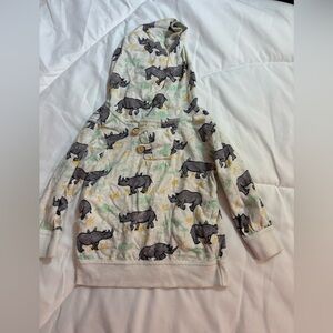 Rhino Print Kids Oshkosh Hoodie - Cream and Gray 18 months